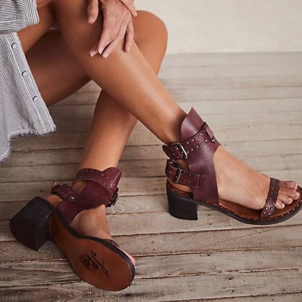 Free People Happiness Heeled Cowboy Brown Sandals size 40